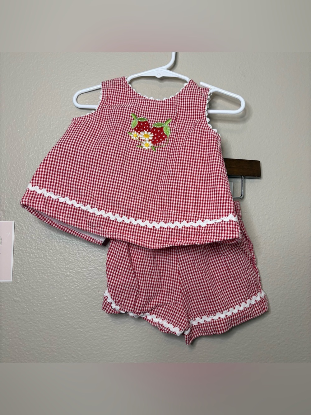 Okie Dokie vintage y2k Red Gingham strawberryset apple picking fall preppy 12 mo